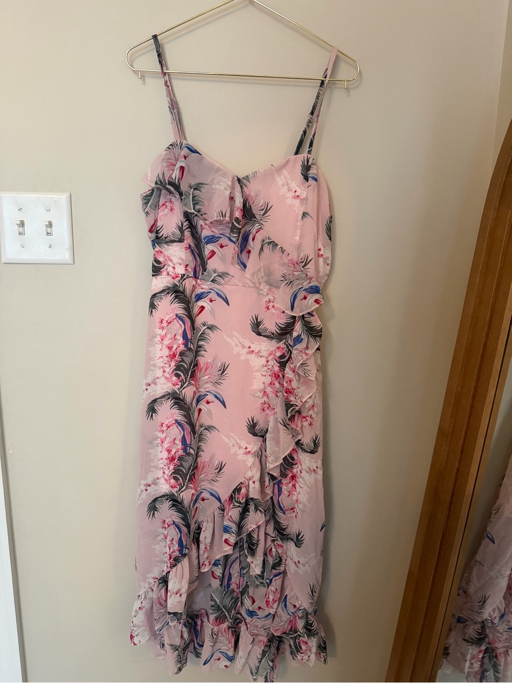 Cupshe Pink Tropical Ruffle High-Low Dress